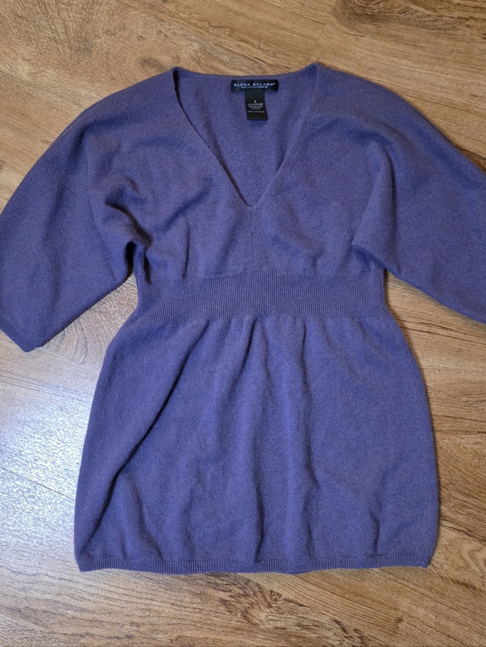 Elena Solano Purple Cashmere Short Sleeve Sweater